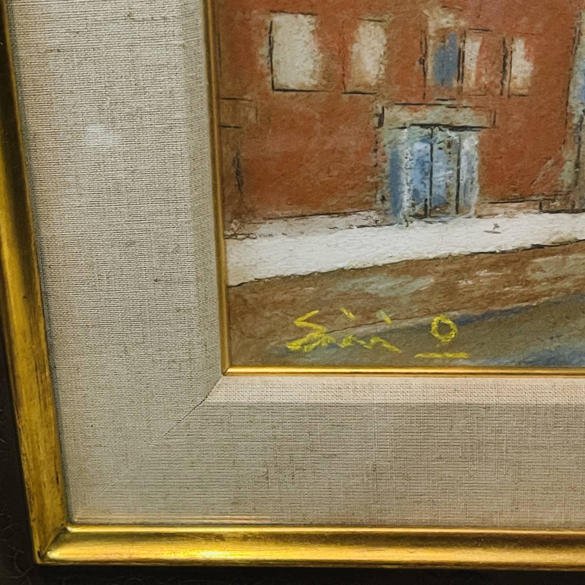 美術品 大津 英敏 作品：雪の小樽運河 額箱付き 20515 サインあり 1円
