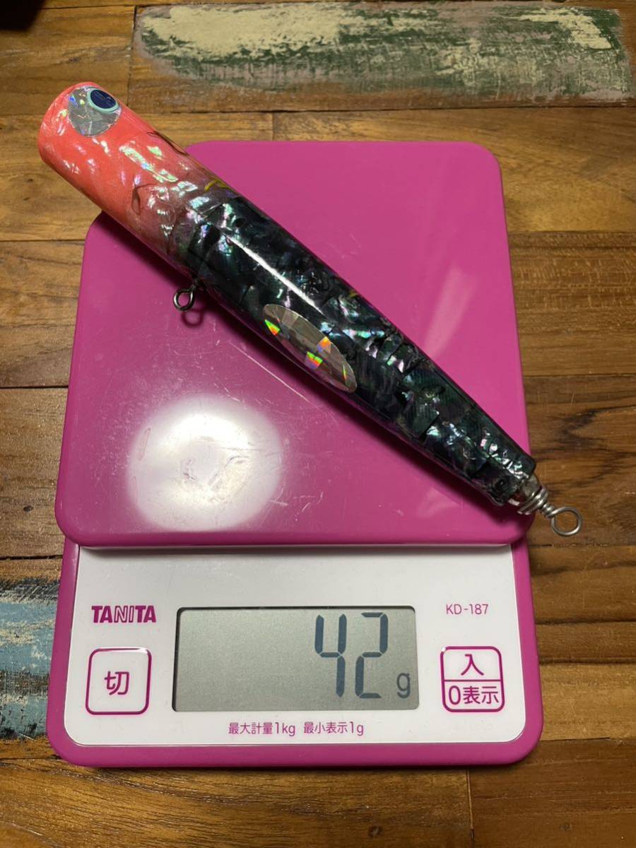 貝田ルアー ポッパー アワビ貼り 値下げ 白アワビ - ロッキー15 0 使用