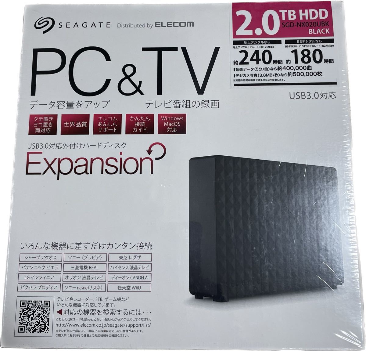 Seagate エレコム 外付けハードディスク SGD-NX020UBK ［Expansion3.5inch SGD-NXUBKシリーズ 2TB］