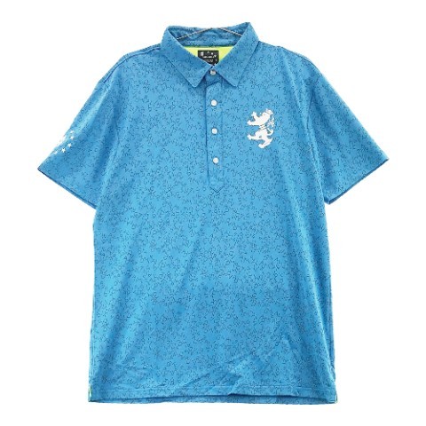 【美品】ADMIRAL アドミラル 半袖ポロシャツ ジオメトリック柄 ブルー系 LL [240001882410] ゴルフウェア メンズ