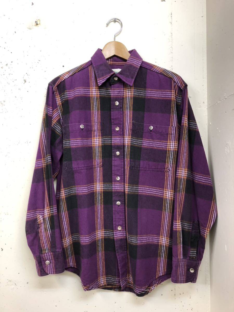 90s St. John's Bay ヘビネル パープル 90s90年代 ST JOHN'S BAY ヘビーネルシャツ 紫黒 パープル ブラック