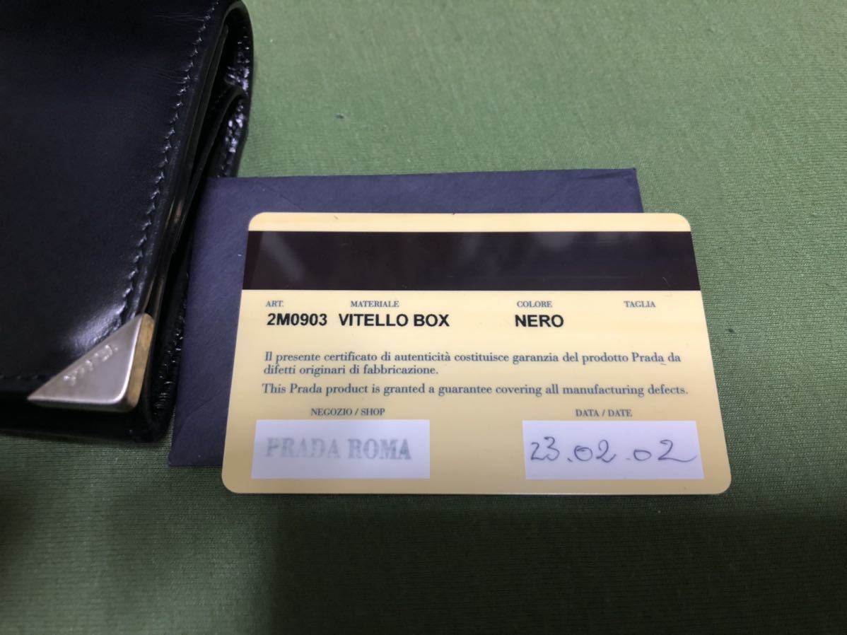 プラダ PRADA 2つ折り財布 VITELLOBOX 2M0903 NERO 未使用品!(男性用