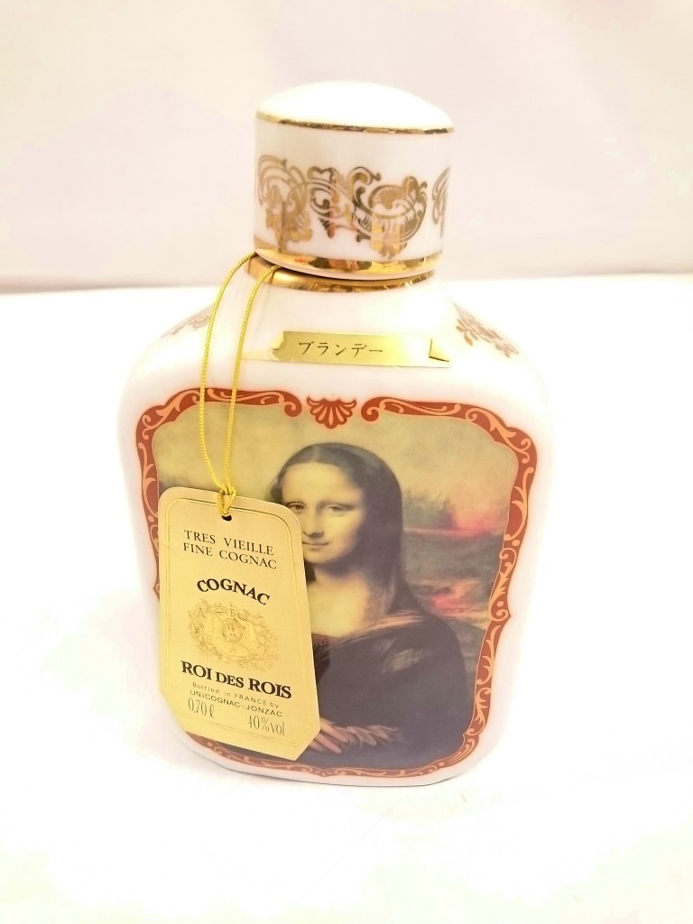 未開栓 ROI DES ROIS ロアデロア コニャック モナリザ 陶器ボトル 700ml リモージュ ブランデー 酒 室D0201-21