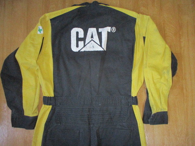 CAT キャタピラー 黒・黄 ビンテージ 作業ツナギ 中古 サイズLL 小難