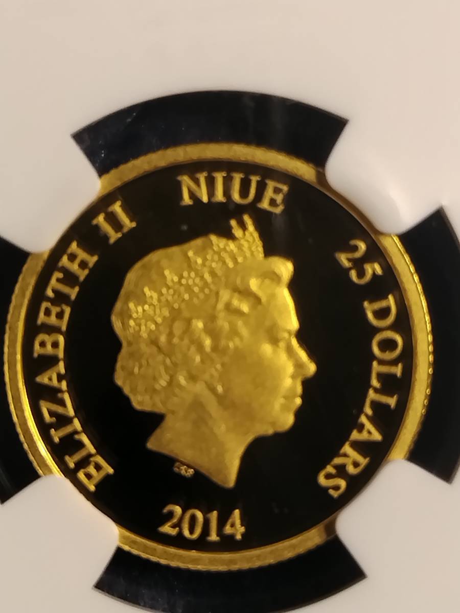 最高鑑定PF70UC 2014年 ディズニー 蒸気船ウィリー ニウエ 金貨 NGC 25ドル エリザベス女王