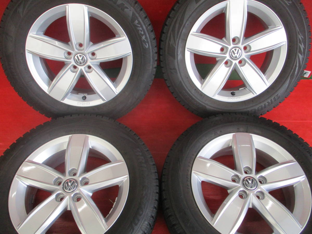 激レア。VW純正 現行ポロ コルヴァーラ！5.5J 15インチ +40 100/5H +ブリヂストン製 185/65R15 超バリ溝スタッドレス付き４本SET！