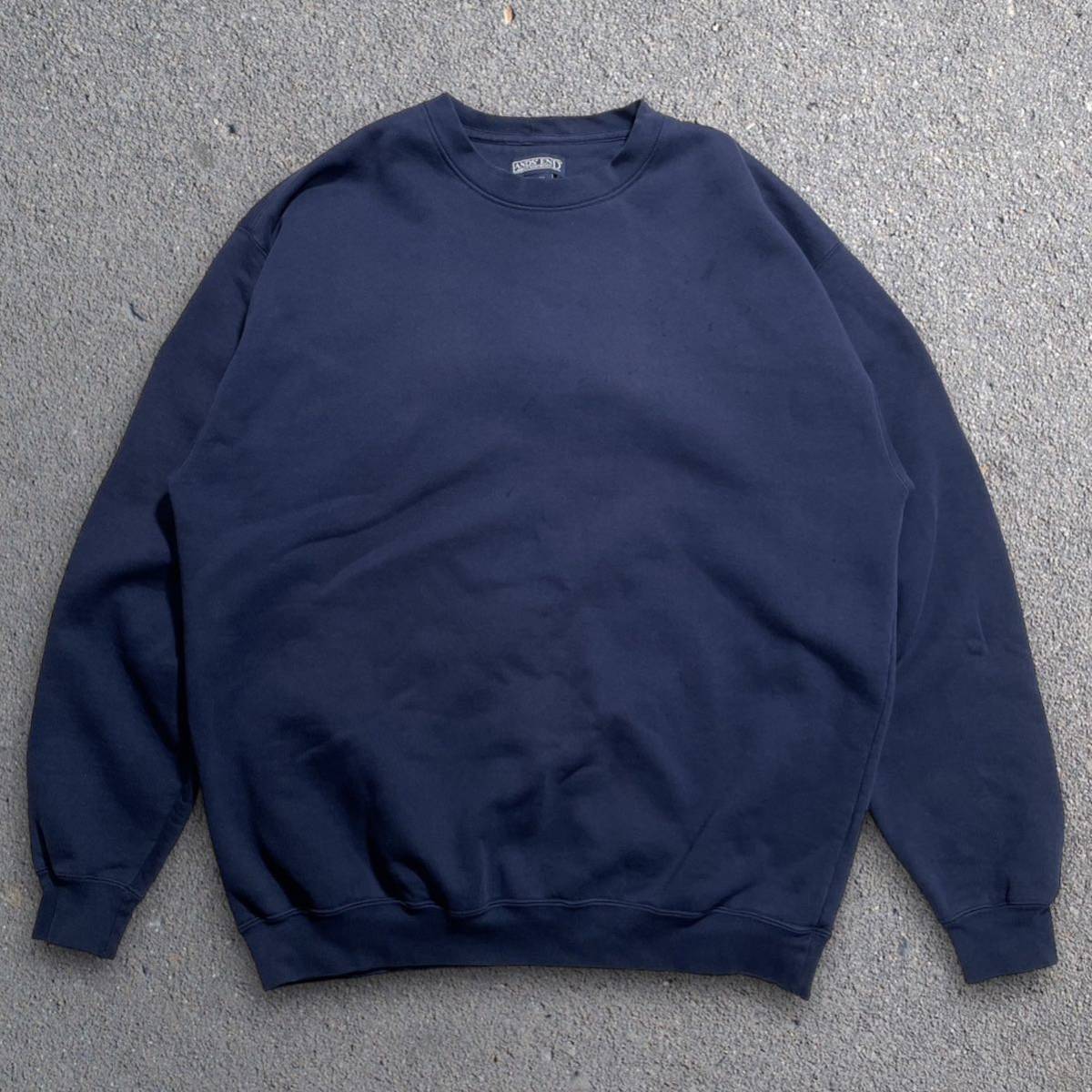 【90s USA製 LANDS' END XL ネイビー スウェット 無地】ランズエンド トレーナー 古着 ビンテージ 