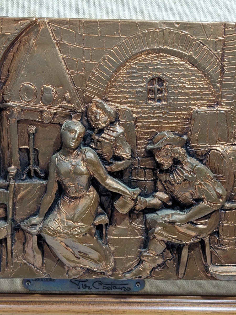 アンティークオブジェDEMAIN Demain 銅板レリーフ CREAZIONE Pier
