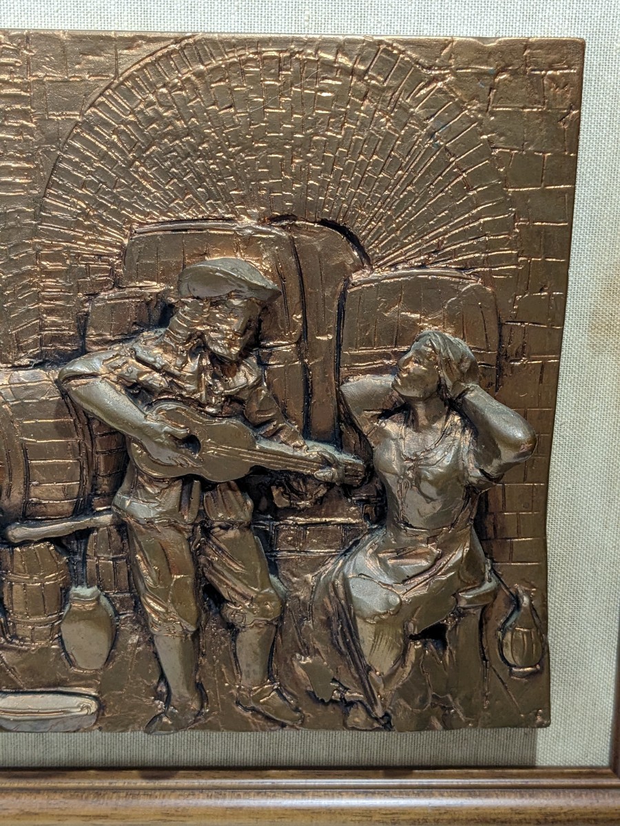 アンティークオブジェDEMAIN ITALY銅板レリーフ アンティークオブジェDEMAIN ITALY銅板レリーフ