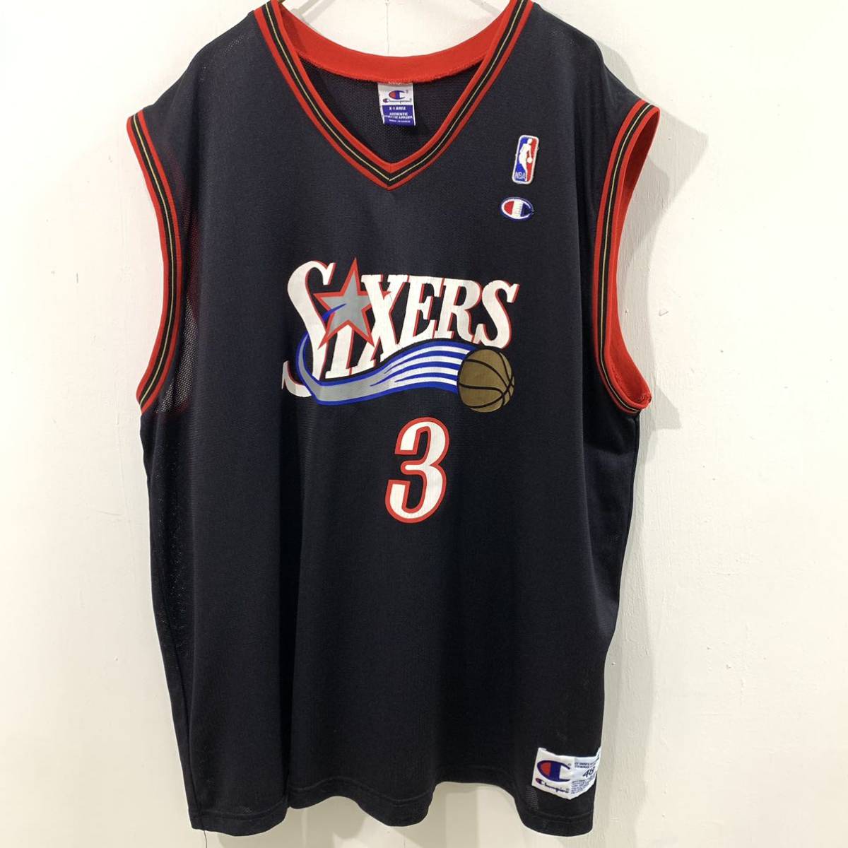 90s Champion 青刺繍タグ NBA SIXERS アイバーソン バスケユニフォーム