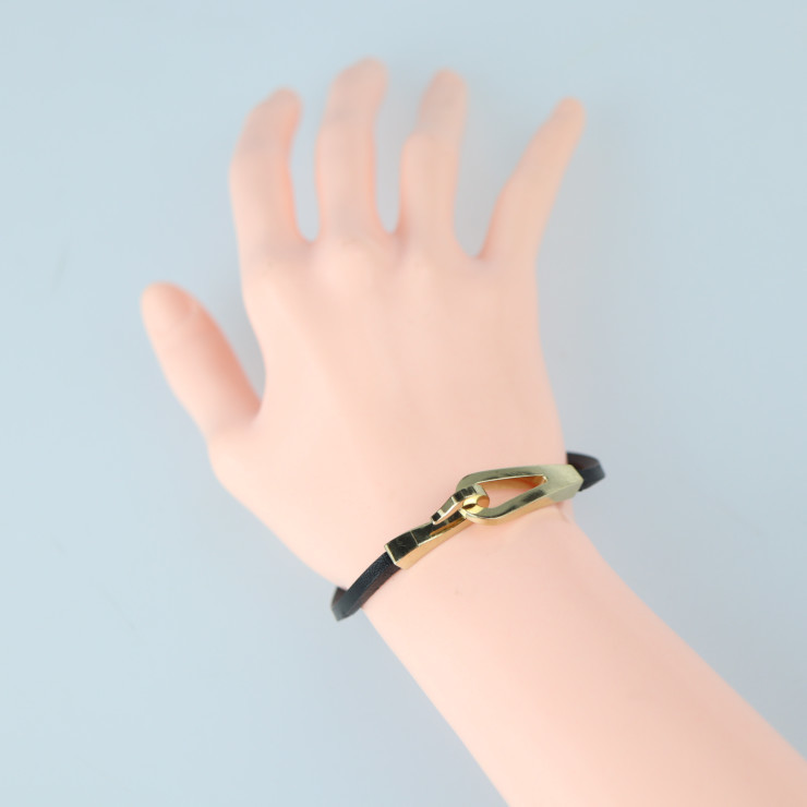 HERMES エルメス ジャンボジェット ブレスレット レザー ブラック