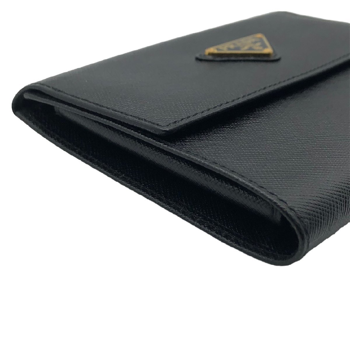 ⭐️ 美品 プラダ サフィアーノ メタル コンパクト 折り財布 ブラック 鑑定済 美品 PRADA プラダ M168 サフィアーノ レザー ネロ 黒 ポートフォリオ