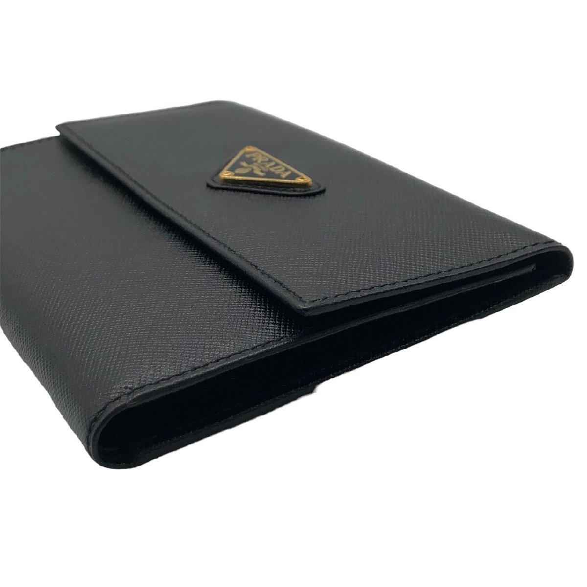 PRADA 三つ折り財布 黒 レザー イタリア製 【公式通販】