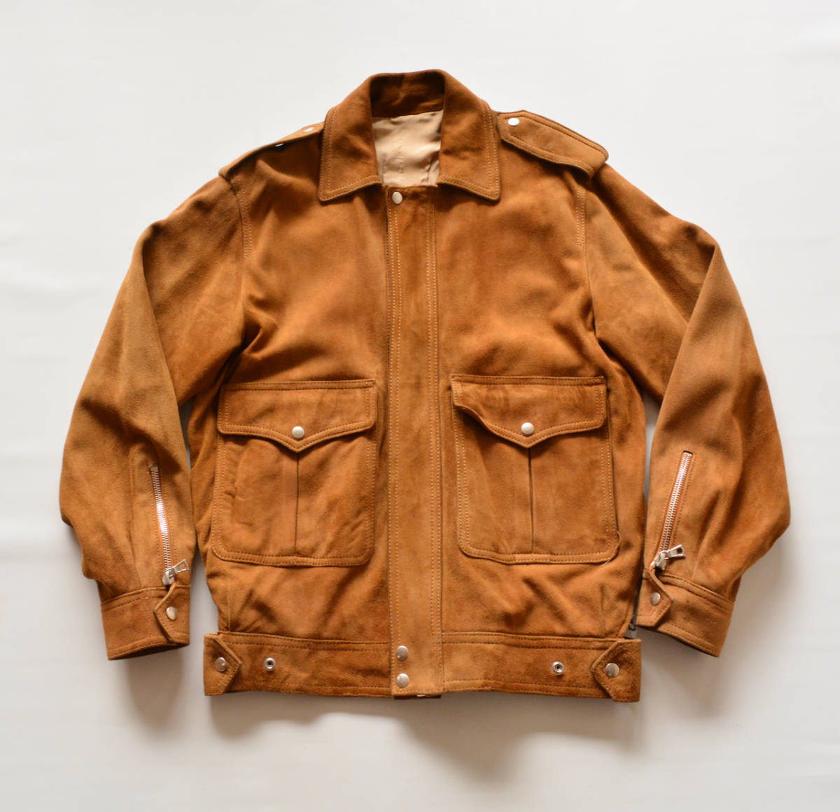 ■ サンローラン リヴゴーシュ ■スウェード レザー ブルゾン 1 /スペイン製/ヴィンテージ/ライダースジャケット/イヴサンローラン