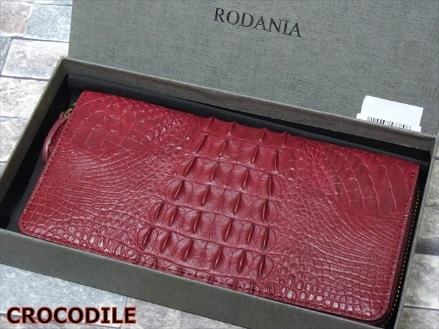  RODANIA ロダニア 鰐革 クロコダイル カイマン レザー ラウンドファスナー ジッピー ウォレット 長財布 小銭入れ 赤 ボルドー 高級(長財布（小銭入れあり）)｜売買されたオークション情報、yah 長財布（小銭入れあり）
