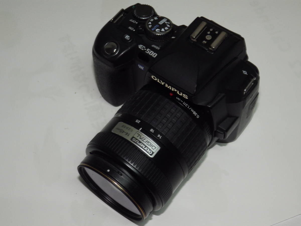 ■美品 オリンパス デジタル一眼 E-500 黒◆純正レンズ14-45mm◆純正充電池充電器付き◆動作確認済■