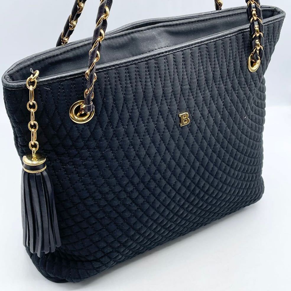 ◇BALLY バリー◇ レザー キルティング チェーンショルダー ブラック 