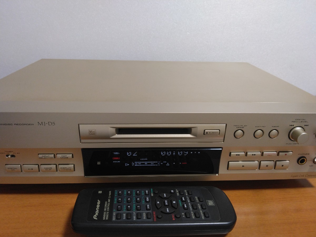 PIONEER⁄パイオニア MJ-D5 MDデッキ リモコン・取説付き 動作良好 一般