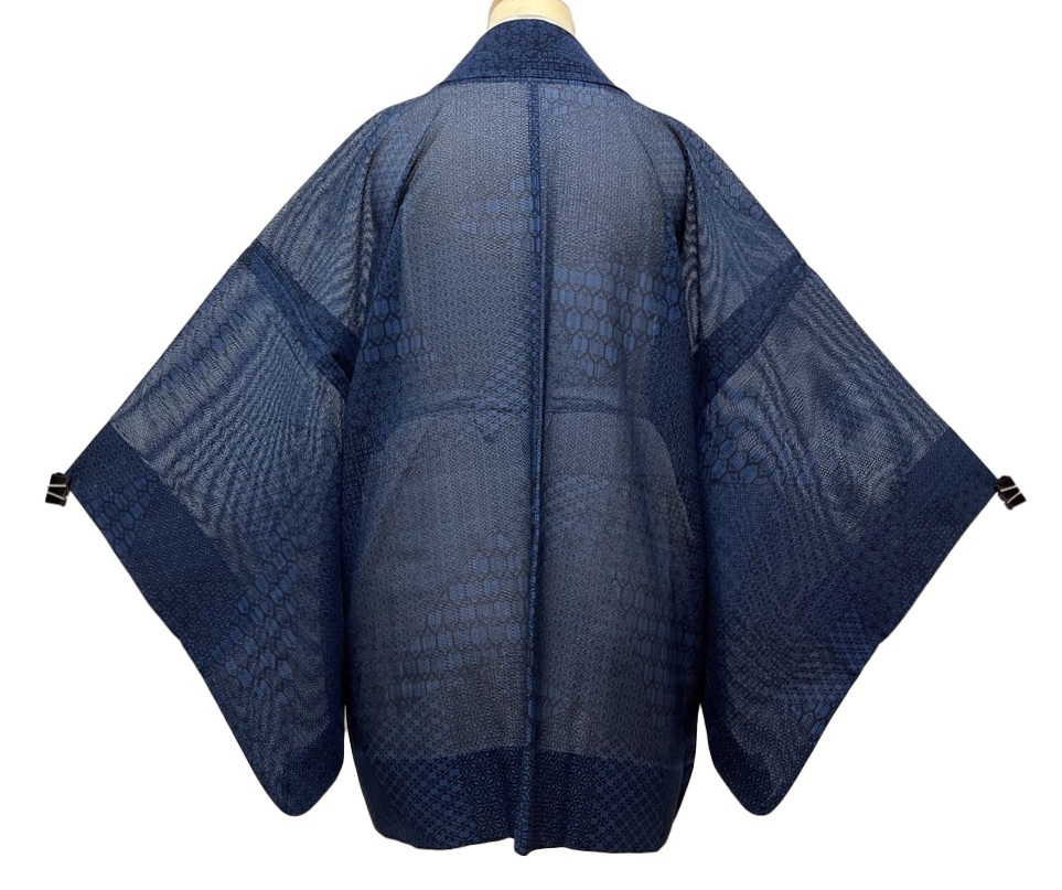 正絹 羽織 単衣 薄羽織 / 裄65cm / ダークブルー / 透け感のある生地です / 美品 / 同梱可 / 羽織のみの販売です