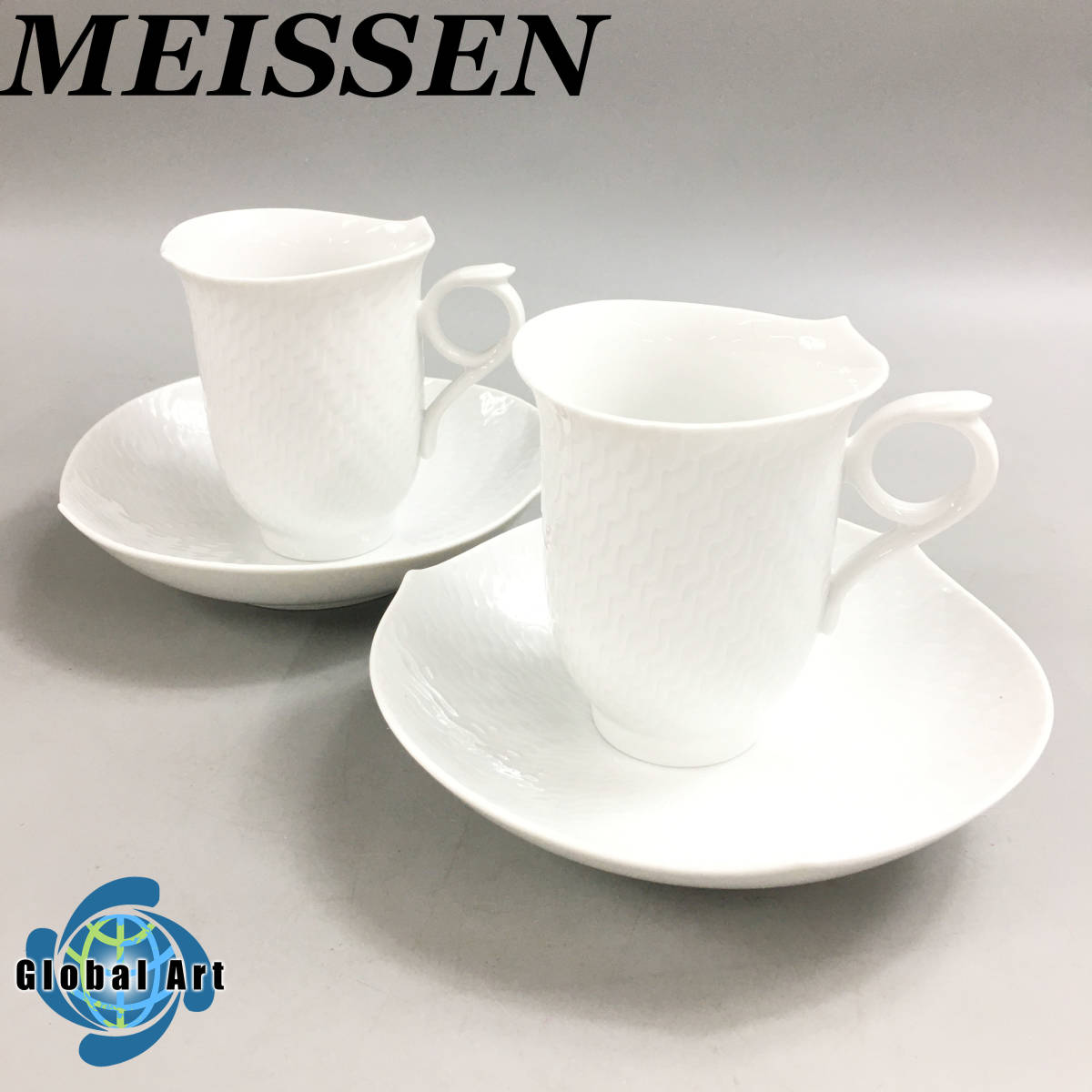 ★D03631【ほぼ未使用保管品】MEISSEN マイセン/カップ&ソーサー/波の戯れ/まとめて/計2点セット　