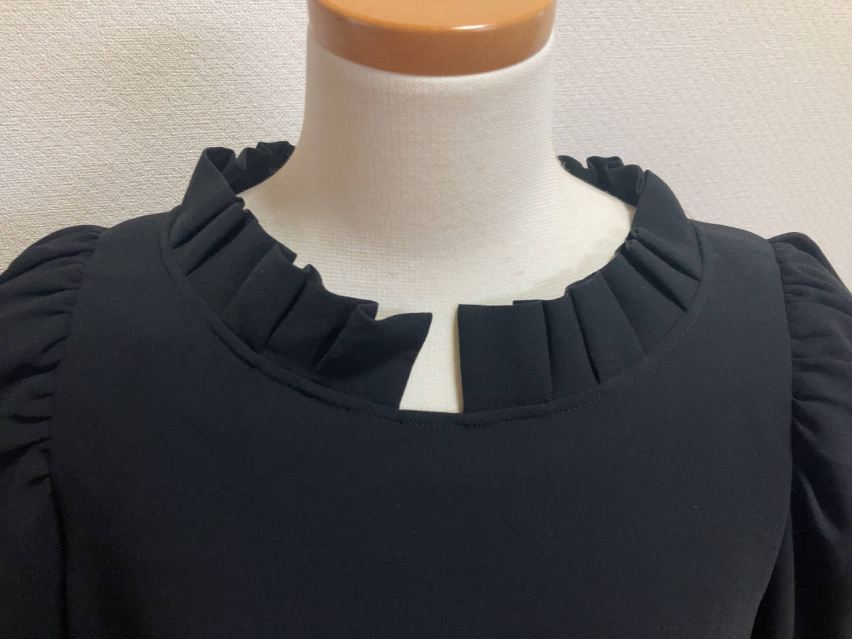 DESIGNWORKS ネックフリル ブラウス 黒 プルオーバー デザインワークス 