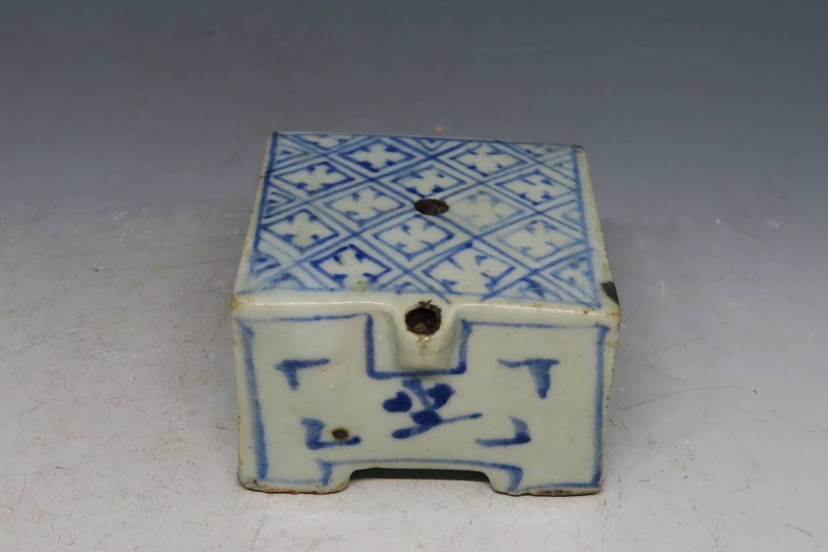 裕】李朝染付角形水滴 文房具（李朝後期） Yahoo!オークション -「李朝