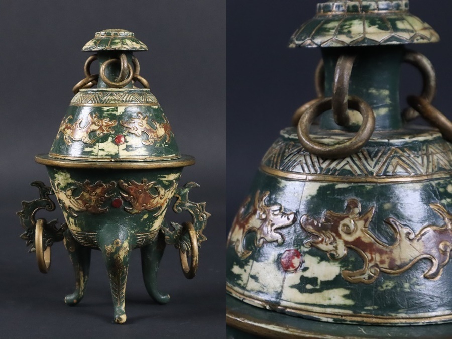 中国美術 古玩 香炉 寿山石 唐物 香道具 古美術 時代物 置物 双耳香炉
