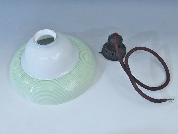 電笠 灯り 緑色 硝子 ガラス 電傘 アンティーク アンティーク