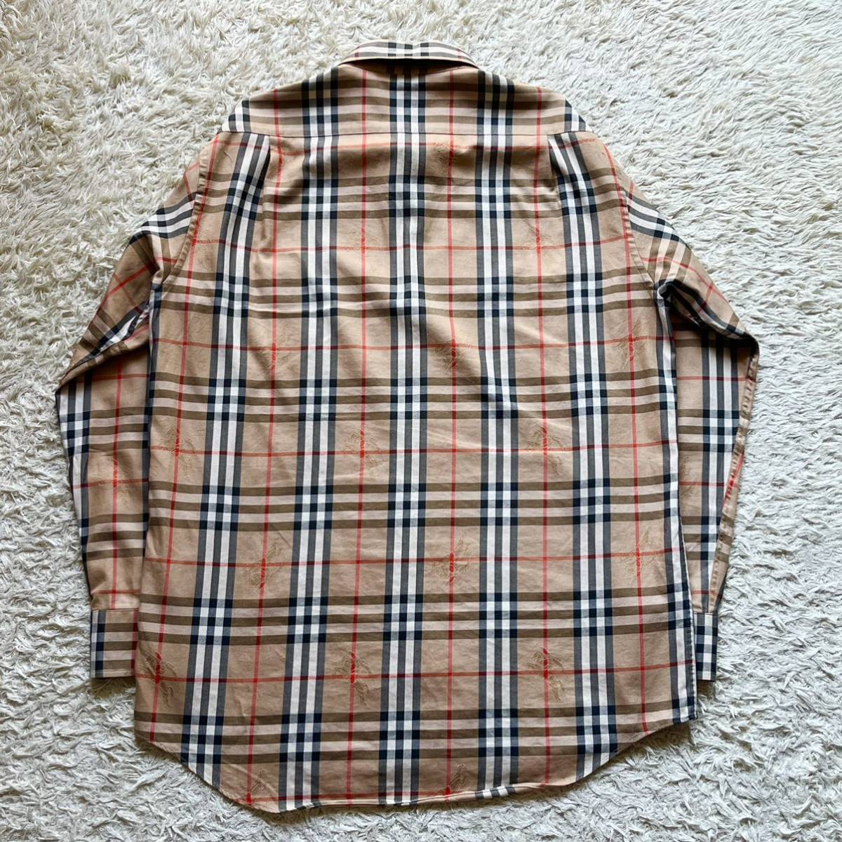 美品/Lサイズ○バーバリー【王者の風格】長袖シャツ シャドーホース 