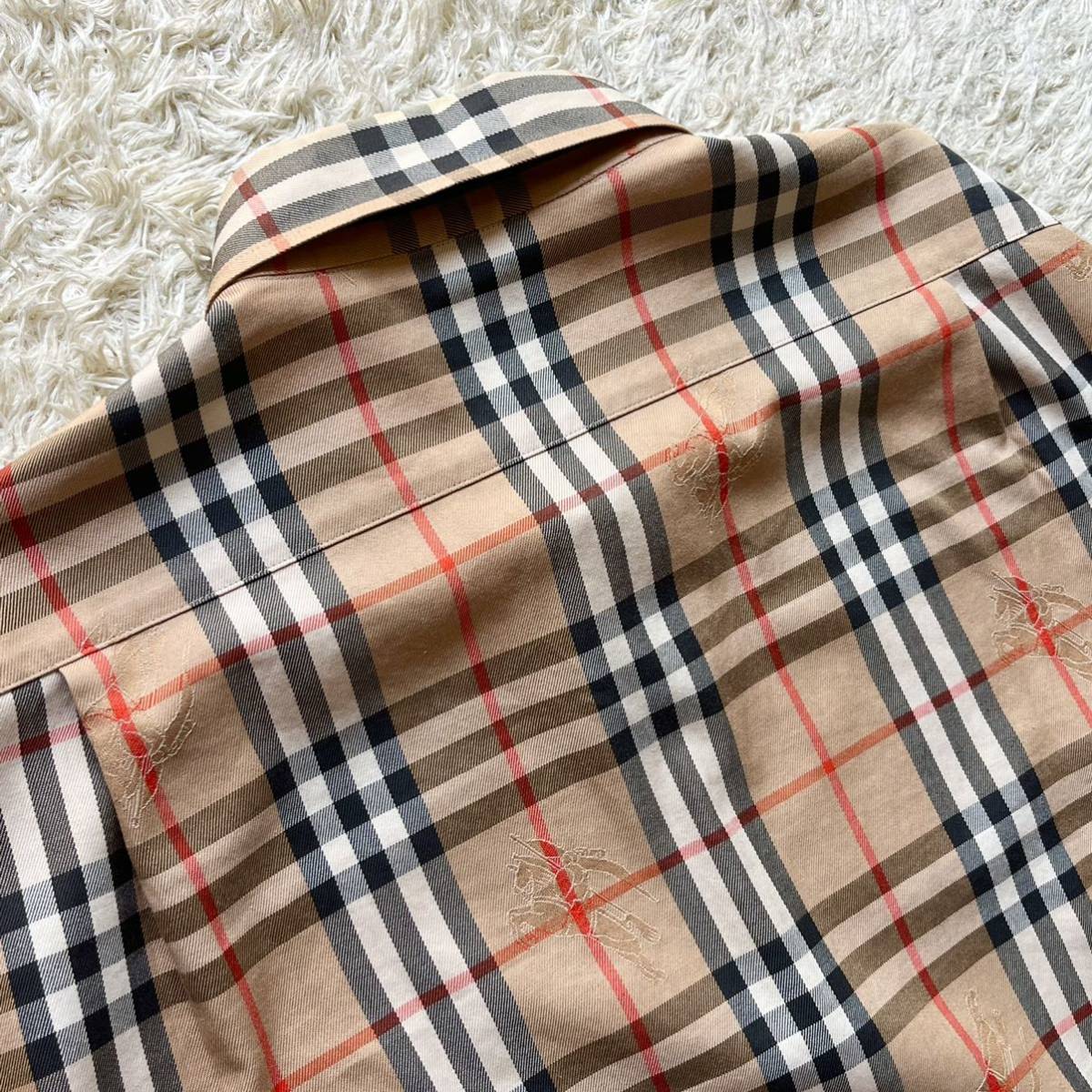 美品/Lサイズ○バーバリー【王者の風格】長袖シャツ シャドーホース 