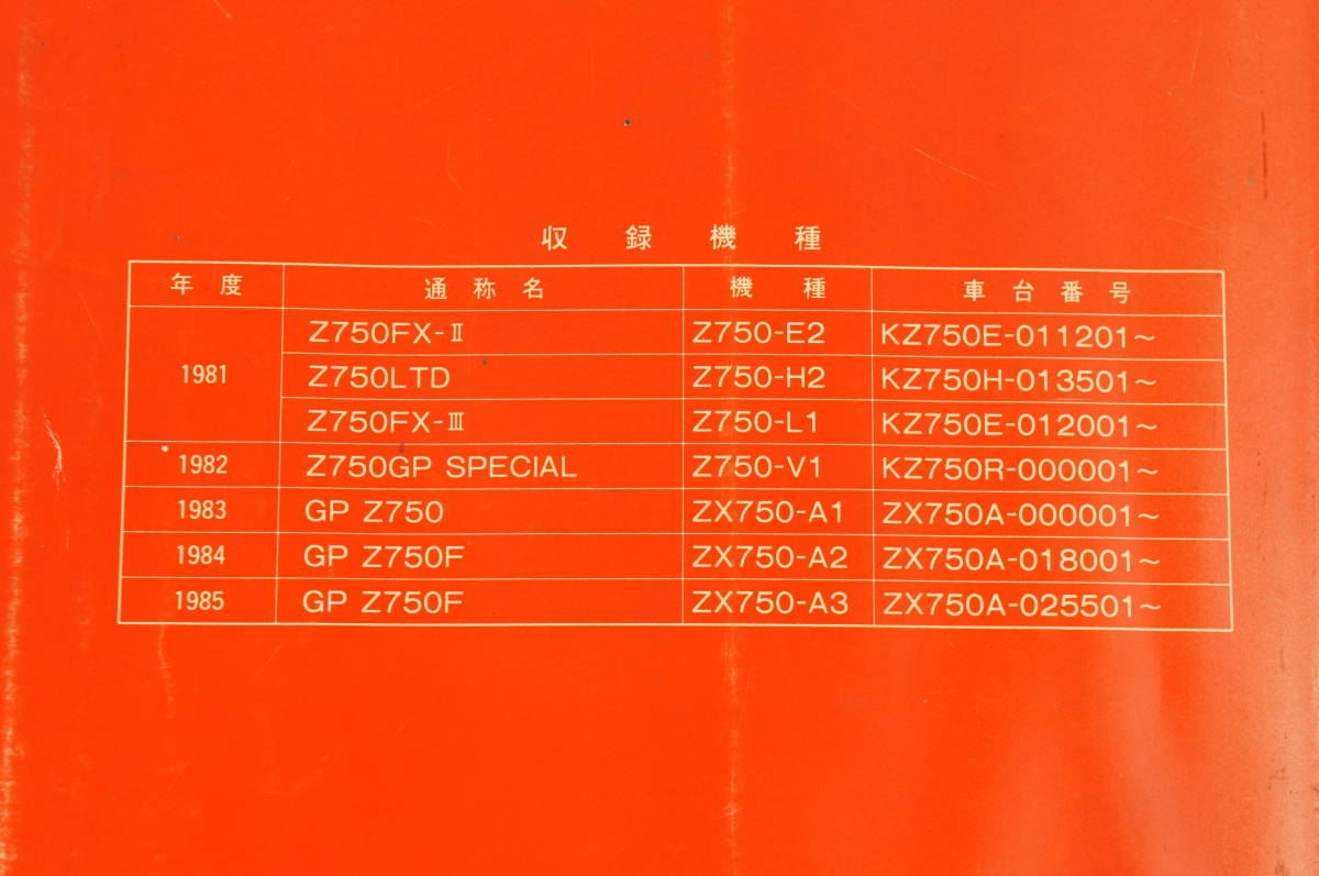 1981～1985/Z750FX-2/Z750FX-3/Z750LTD/Z750GP/SP/GPZ750/Fサービス