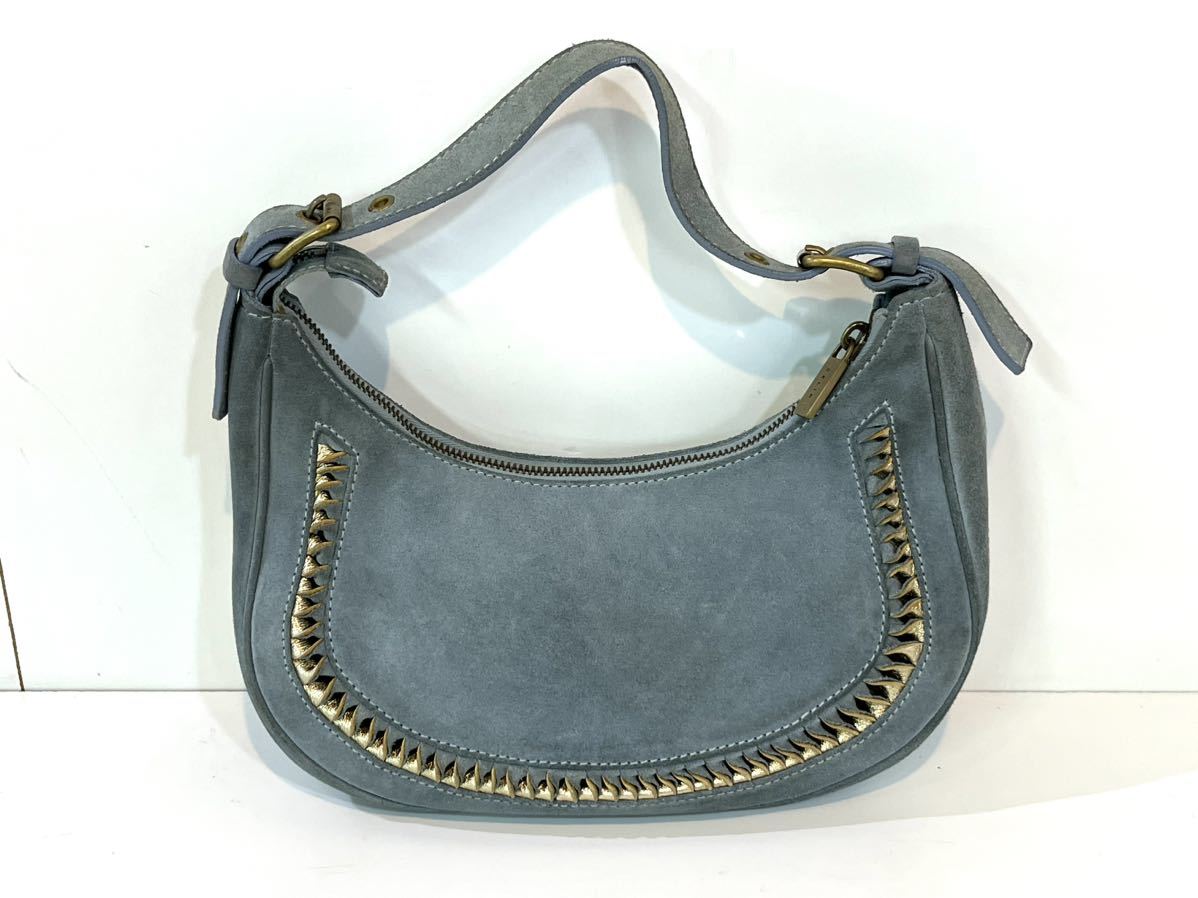 A60 CELINEセリーヌ ハンドバッグ スウェード　くすみブルー