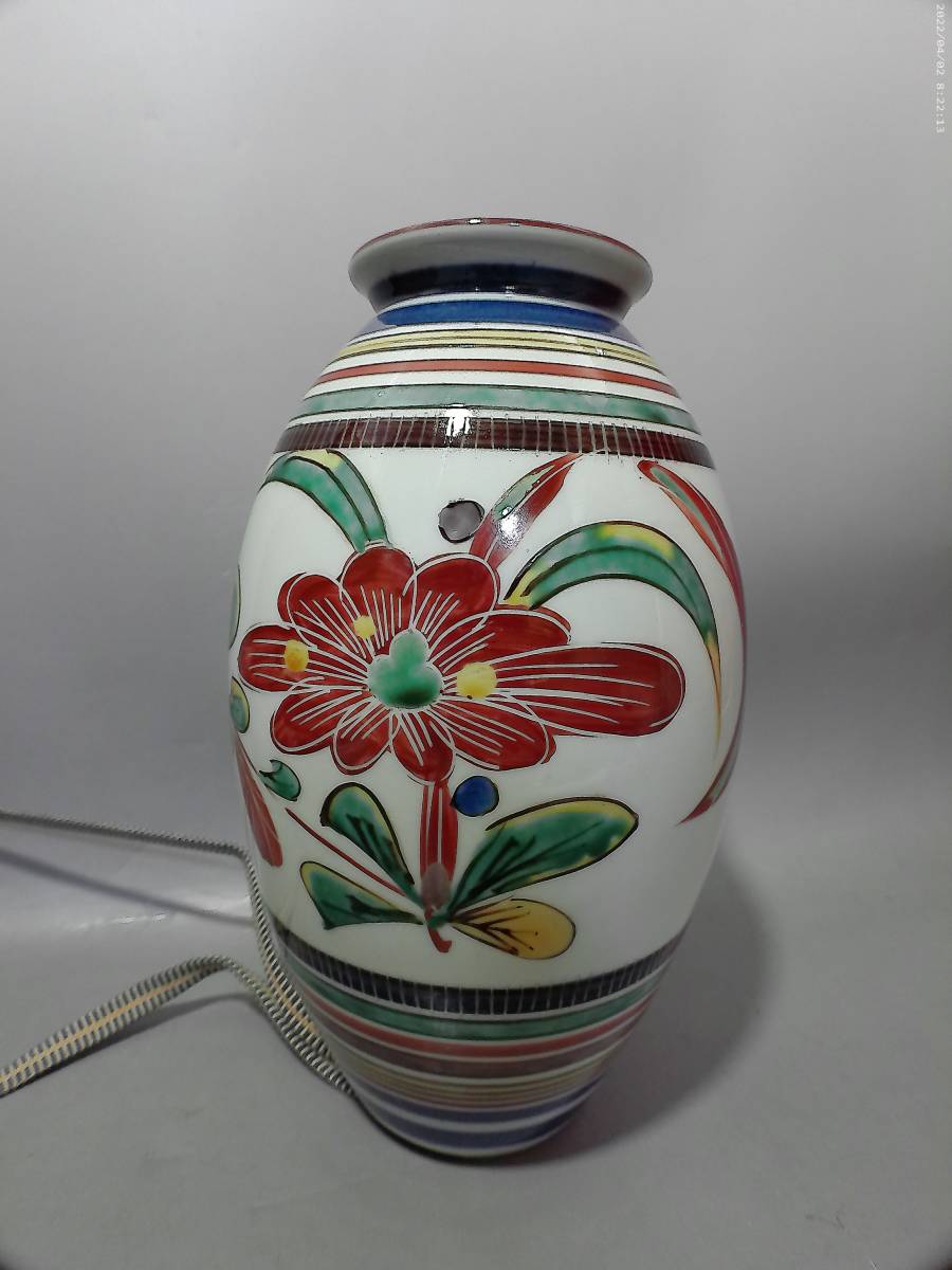 北出星光　花鳥図壷　九谷焼　日本工芸会正会員 北出塔次郎に師事　花瓶　一輪挿 A-101 九谷焼の巨匠 師 富本憲吉 北出塔次郎 花文飾壺 共箱(花器、壷