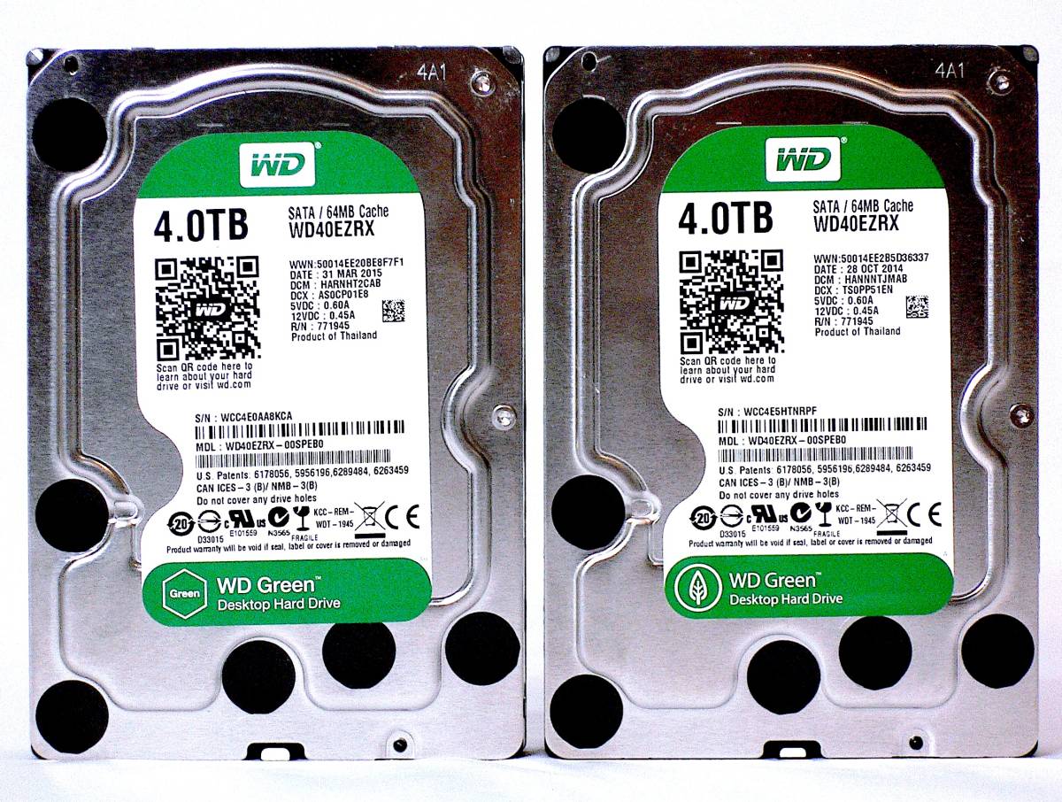 定番人気，新作 Western Digital ウェスタンデジタル WD Green SATA/64MB Cache 4TB/4TB 3.5インチ内臓ハードディスク 品 2個まとめ売り 箱なし(2TB～)｜売買されたオークション情報、yahooの商品情報をアーカイブ公開 - オー 3.5 SerialATA