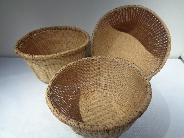 □　会津郷土民芸　マタタビの深ザル　3個　会津地方の伝統工芸品　中古品　(301)