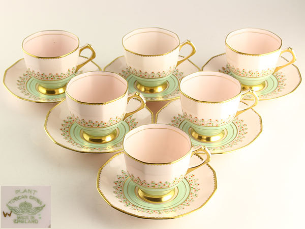 洋食器　TUSCAN　タスカン　PLANT　カップ＆ソーサ　6客　D0309