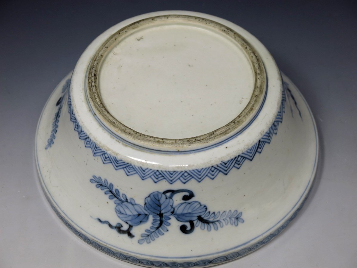 古伊万里 時代染付唐草文大鉢 皿 盆栽鉢 検索)古陶磁中国古玩青花古染