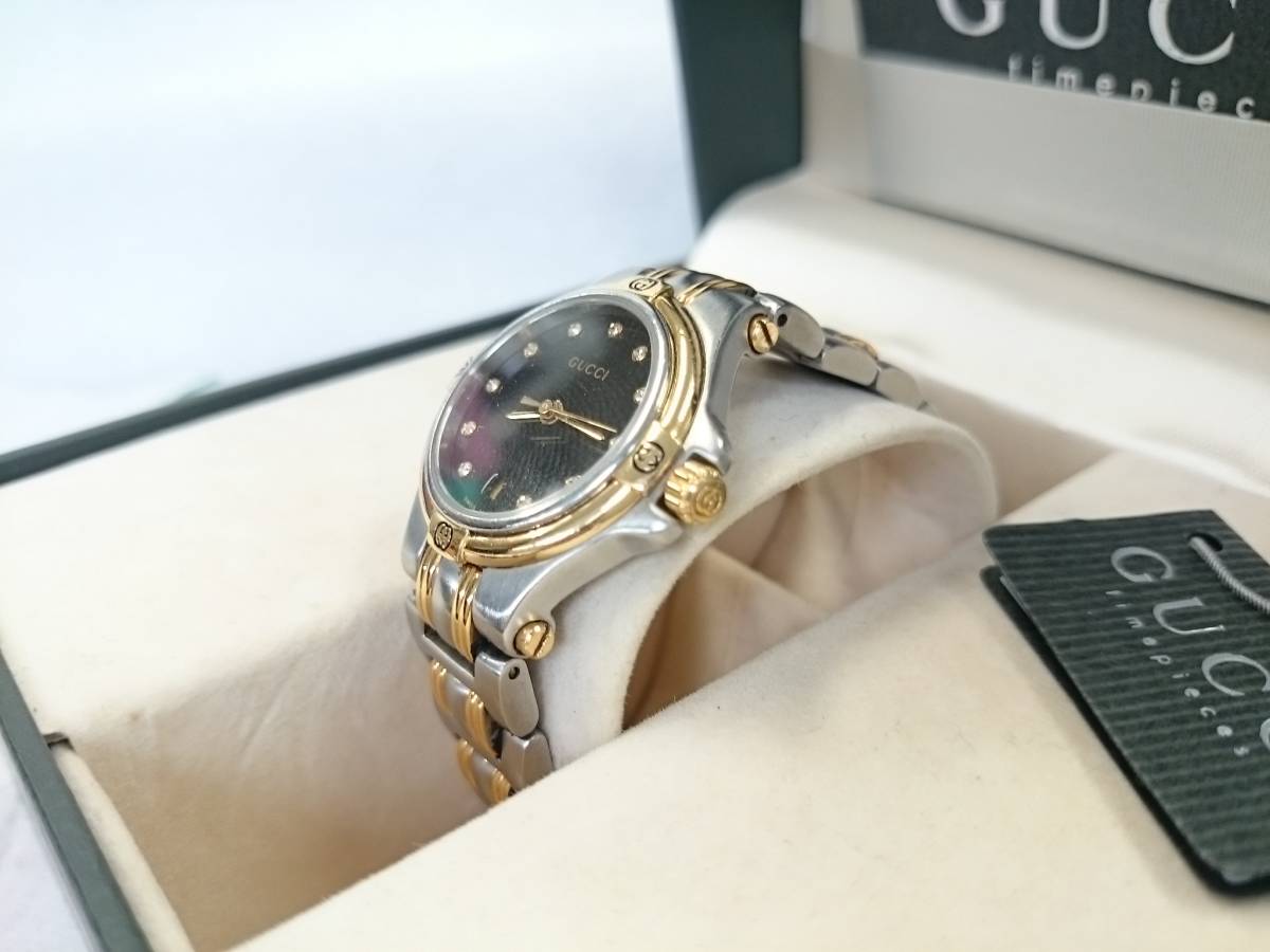 GUCCI 9040L 腕時計 デイトシェル 稼働 美品 11Pダイヤ - 3594の 