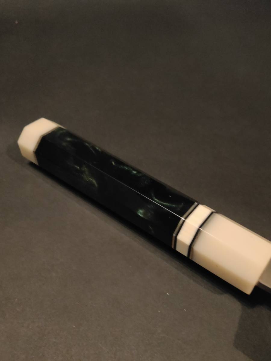 新品】ステン本焼V金10号柳刃包丁270mm モダンビジュアル和染緑八角柄