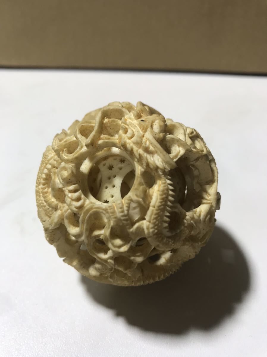 多層球(7層) 岫玉製 中国工芸品 置物 NO.832 多層球(7層) 岫玉製 中国