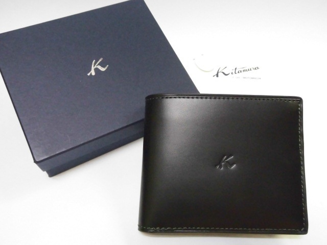 【新品】Kitamura/キタムラ☆レザー・二折財布 ブラック ZH0072 15321 定価25，000円 メンズ 牛革 美品 未使用