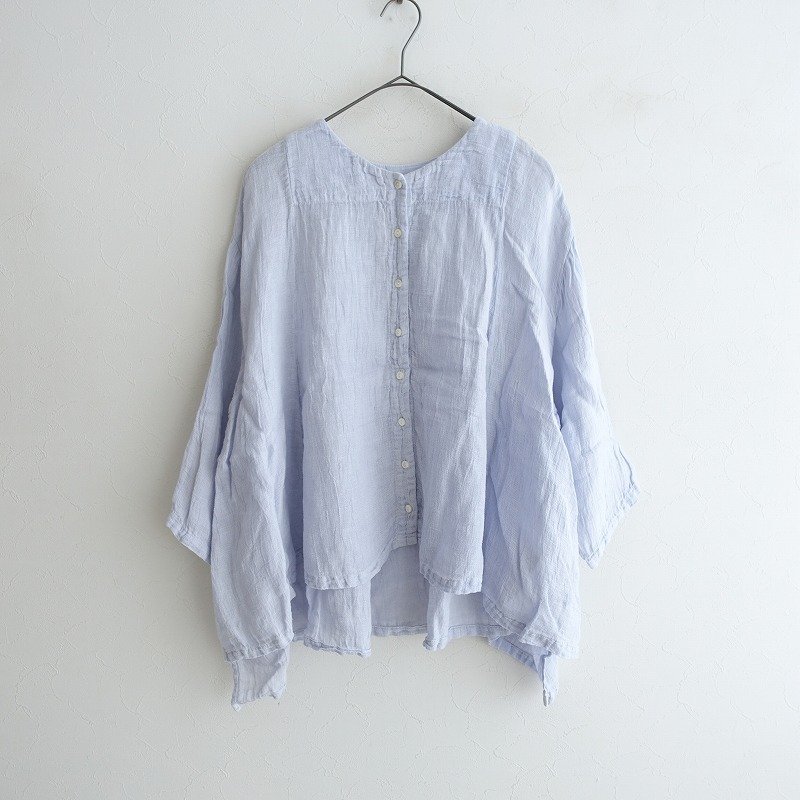 【定価2.4万】ネストローブ nest Robe *リネンパナマ2wayフレアブラウス*Fシャツワイドドロップショルダー(1-2303-467)【11D32】