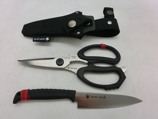 T【2け-46】【60サイズ】snow peak スノーピーク/キッチンシザーズセット/GK-100/ハサミ ぺティナイフ/※傷汚れ・錆有