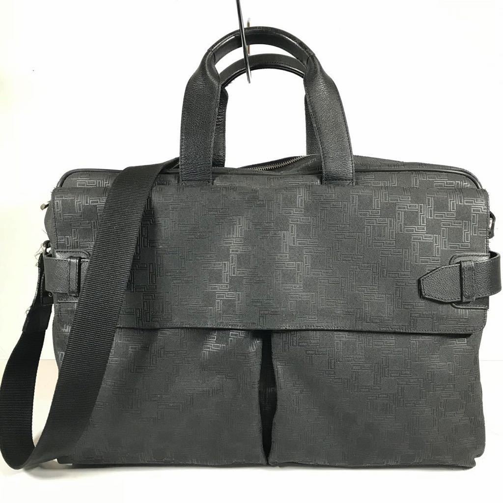 【ダンヒル】本物 dunhill ビジネスバッグ ディーエイト柄 2way ショルダーバッグ ボストンバッグ 書類かばん レザー×PVC 男性用 メンズ