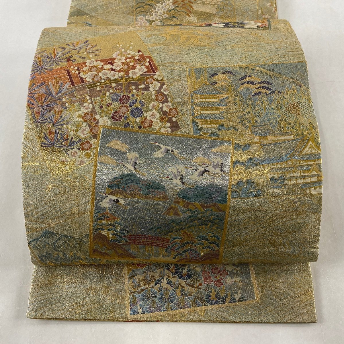 新品，新作登場 袋帯 名品 加賀名品百選 波 金糸 箔 金色 全通 正絹(仕立て上がり)｜売買されたオークション情報、yahooの商品情報をアーカイブ公開 - オークファン 仕立て上がり