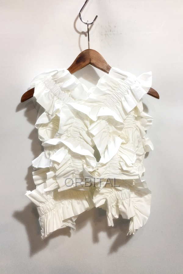 代官山)HOUGA ホウガ waltz frill vest フリルベスト ホワイト アクセサリー HW08FV34 レイヤード ブラウス