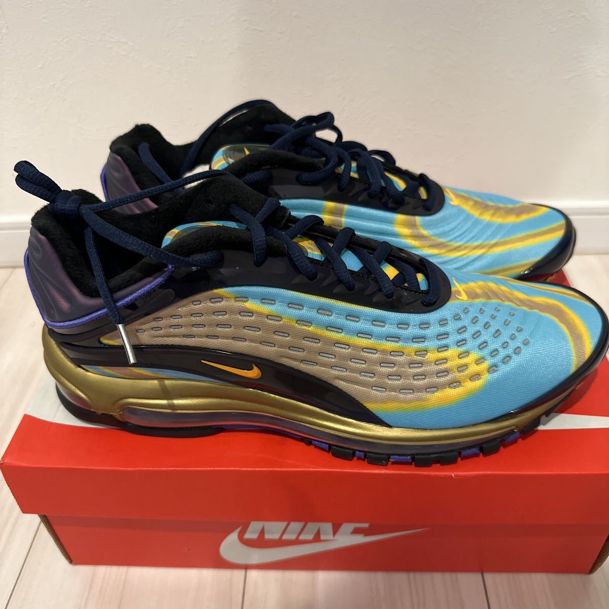 新品　29センチ　ナイキ　スニーカーナイキエアマックスデラックス　AJ7831-400MIDNIGHT NAVY/LASER ORANGE 公式ストア　購入品