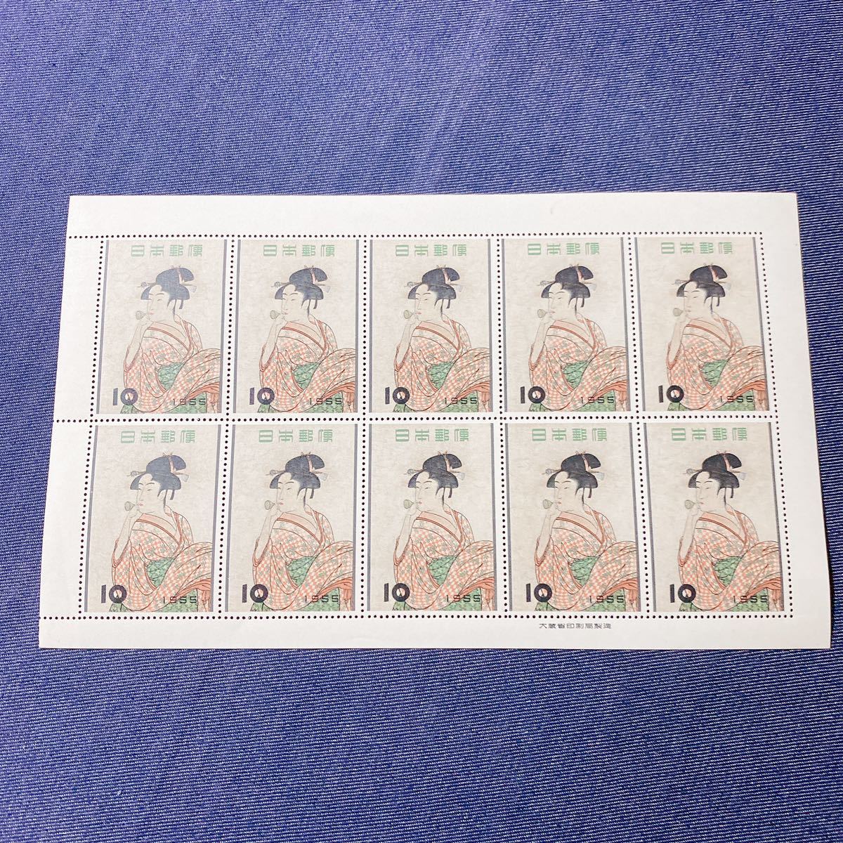 ☆昭和30年 切手趣味週間 ビードロ 10円 シート☆NH 美品☆