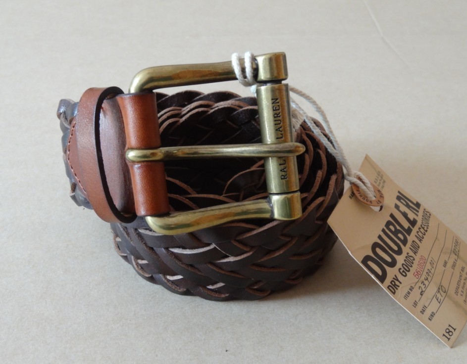 RRL doubleRL ダブルアールエル レザー 編み込み ベルト 34