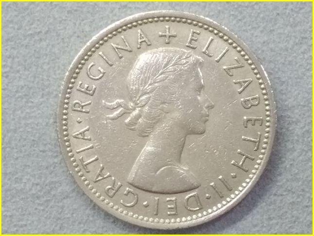 イギリス 2シリング 硬貨/1966年 英国 TWO SHILLINGS 白銅貨 